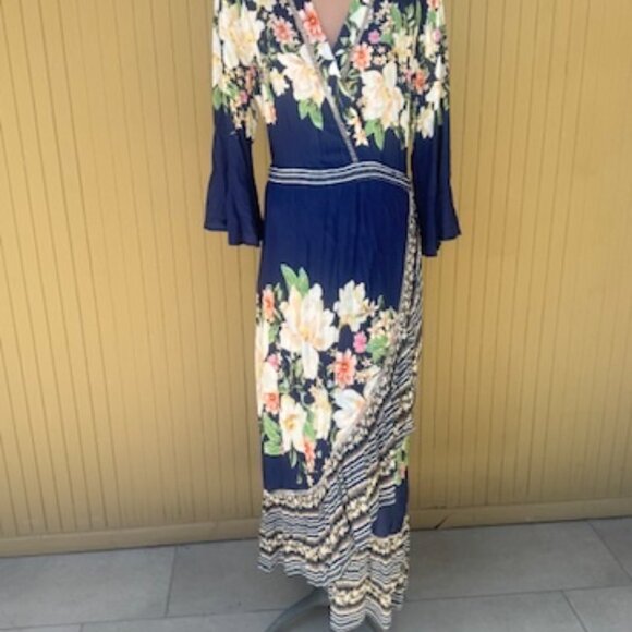 Farm Rio Midnight Flower Wrap Maxi Dress XL - Picture 7 of 14